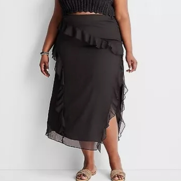 Women's‎ Asymmetrical Ruffle Maxi Skirt - Picture 1 of 7